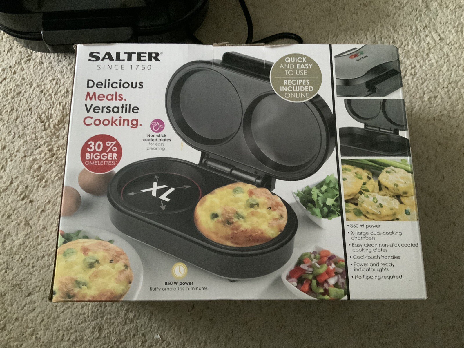 Salter Twin Omelette Maker XL Dual Fill NonStick Electric Egg Cooker 0