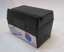 New 1996 Esselte Oxford 01351 Black Plastic Flip Top 3x5 Card File Box Excellent