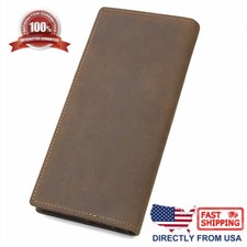 RFID Signal Blocking Bifold Wallet Genuine Leather Pouch Card Holder Brown
