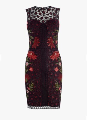 Karen Millen Embroidered Leopard Floral Lace Mini Dress_size UK8_