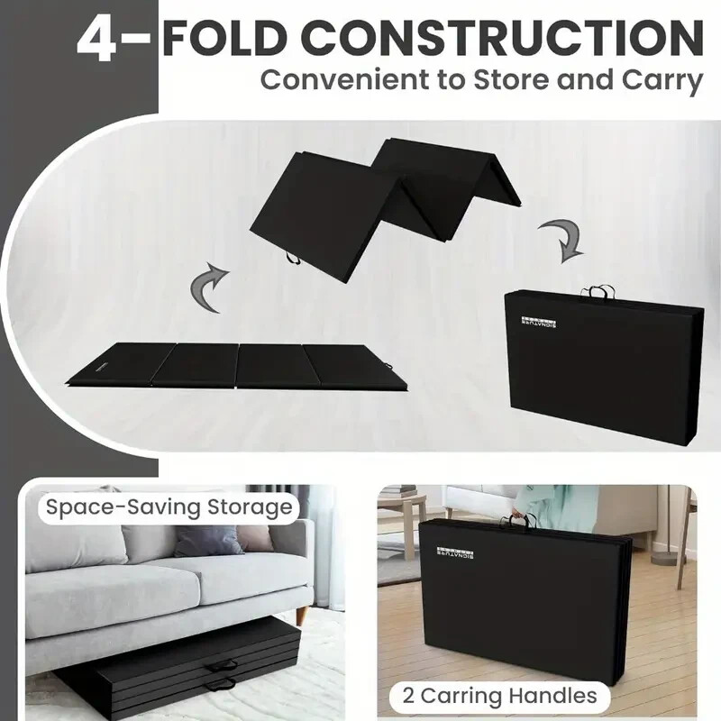 M HI-Mat, Folding Exercise Mat 2" Thick Aerobics hm1 Black 2 ft X 5.5 ft