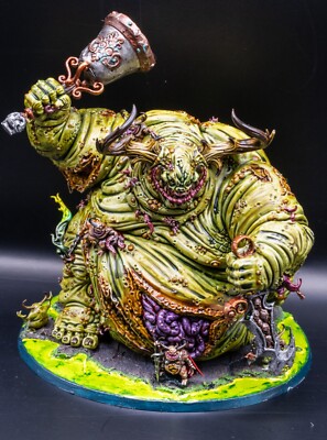 Parade-Level Painted Great Unclean One - Custom Nurgle Pond & Nurgling Bases - W