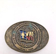 State of Texas Sesquicentennial Celebration Brass Belt Buckle 1836-1986