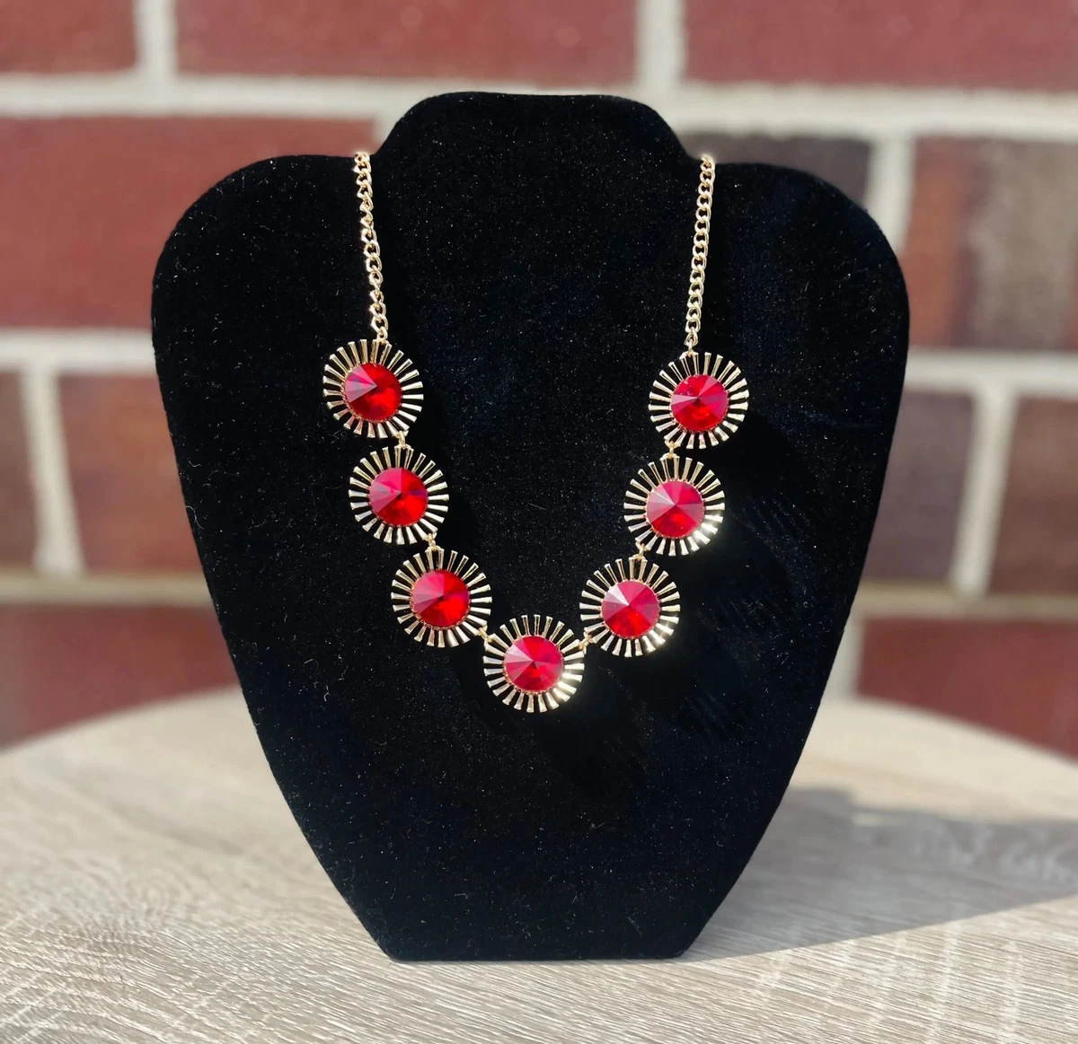 Red and gold necklace cheap and earring set