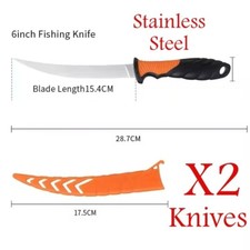 2 x Fishing Fillet Knives Filleting Knives Stainless Steel Quality 2cr13 Blade