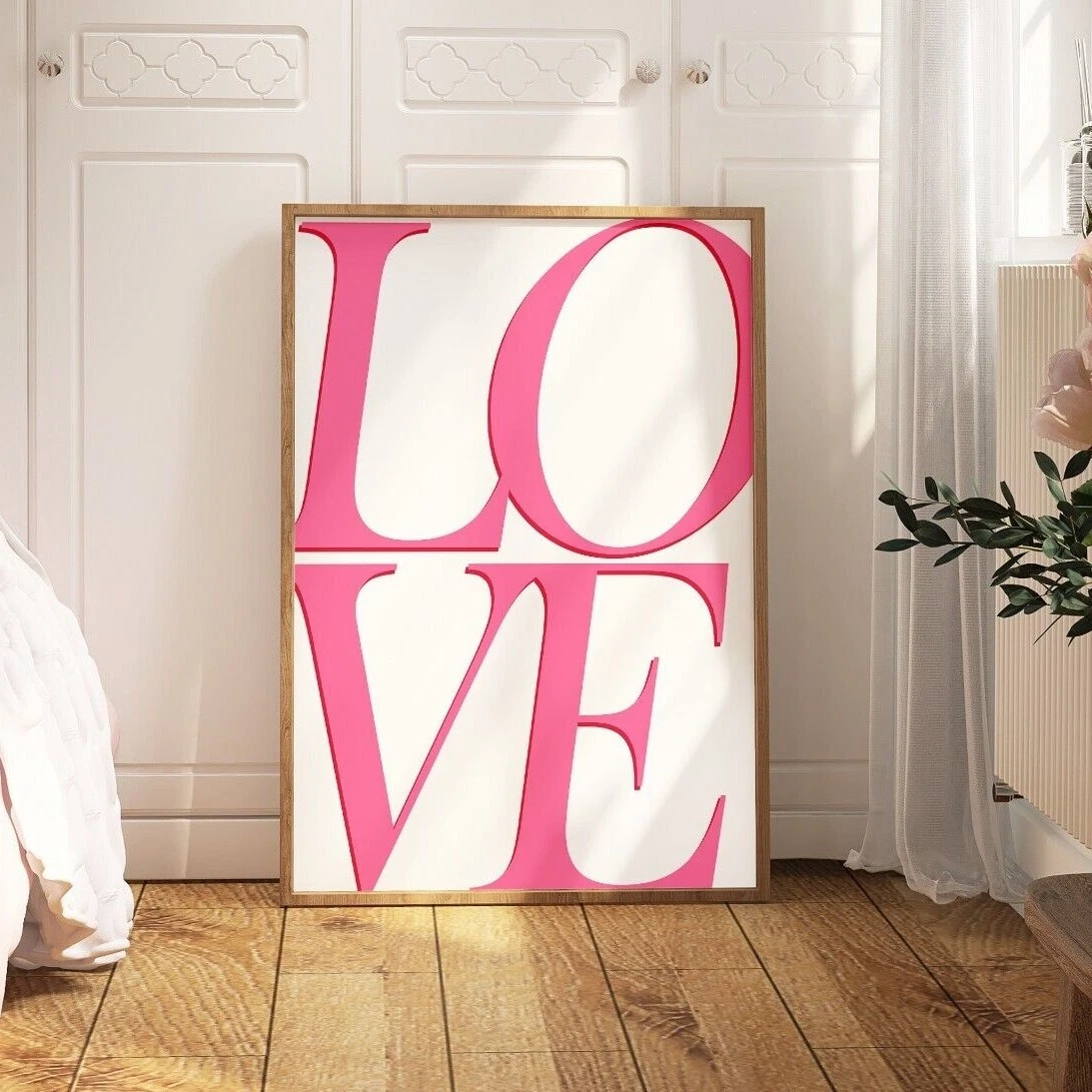 LOVE Pink Typography Vertical Poster Wall Art Home Decor