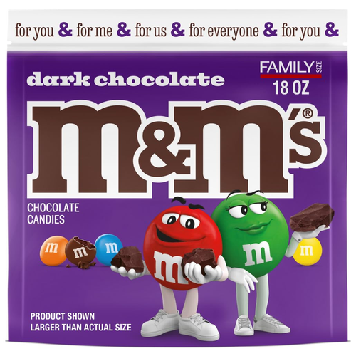 M&M'S Dark Chocolate Candy, Family Size Bulk Candy Chocolate, 18 Oz Resealable B - Picture 10 of 12