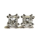 14k white gold 1.17ct SI3 I3 I Top Light Brown princess diamond U Prong earrings — photo 8