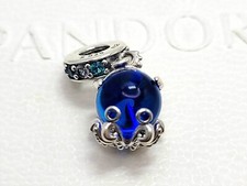 Authentic Pandora Charm Murano Glass Charm Cute Octopus Silver Dangle #791694C01