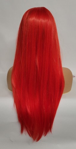 LACE FRONT LONG STRAIGHT WIG NEON RED COSPLAY - MANECONCEPT PREMIUM SYNTHETIC - Picture 4 of 10