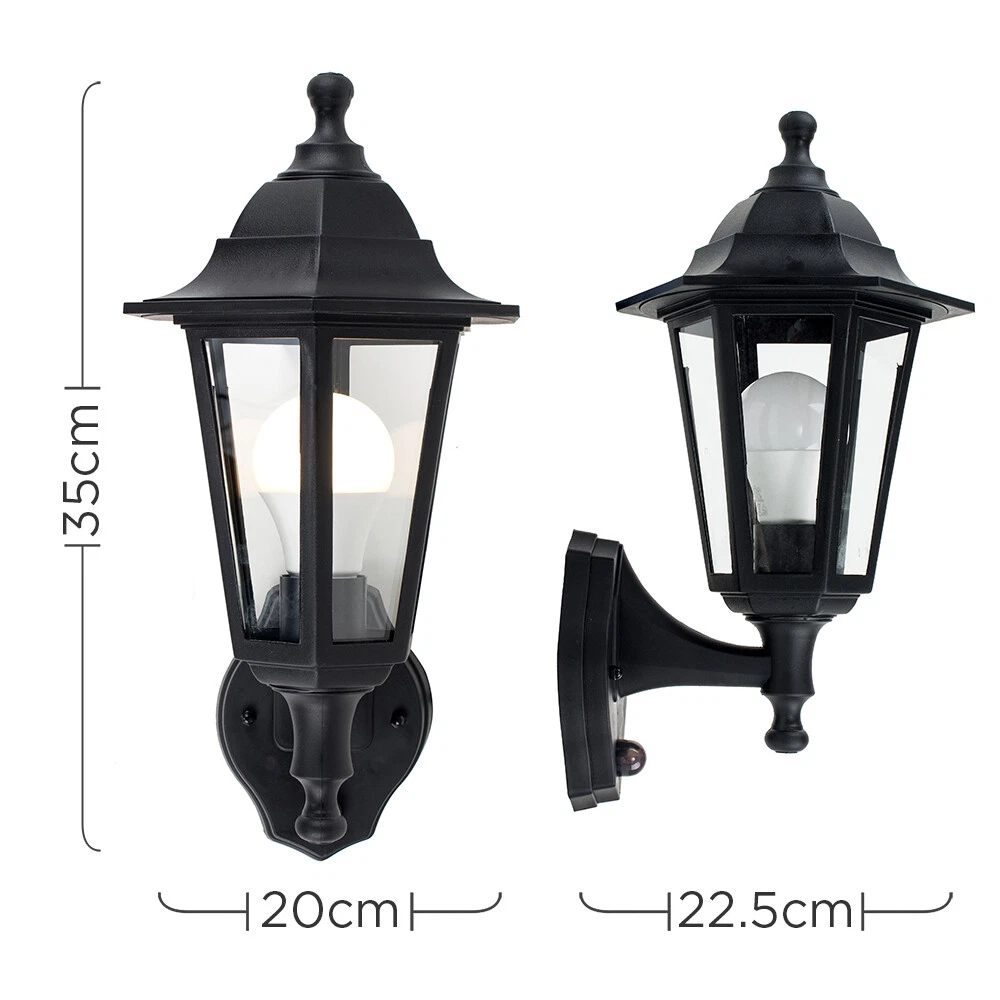 Traditional Outdoor Wall Lantern PIR Motion Sensor Garden Lighting LED Bulb IP44 - Picture 4 of 7