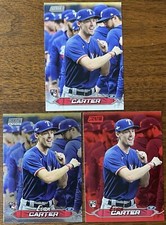 EVAN CARTER 2024 STADIUM CLUB 208 BASE + CHROME & RED VARIATIONS RANGERS!!!