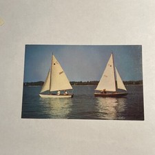 Sailing On Lake Vintage Postcard Sailboats