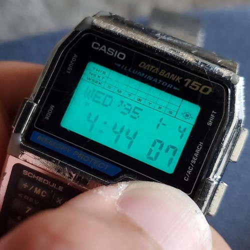 RARE VINTAGE CASIO DATABANK DBC-1500 CALCULATOR TELEMEMO MEN'S WATCH NEW BATTERY - Picture 9 of 10