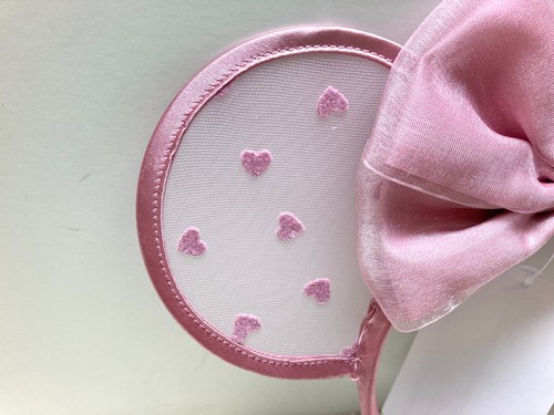 Japan Tokyo Disney Resort Store Ears HeadBand Hat Lace polka dots Pink Heart New - Picture 6 of 11