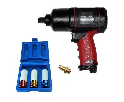 1/2" Schlagschrauber 1490 Nm LM Druckluftschrauber MPM RedPower + 3 Alu Nüsse