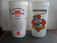2 Coke 1988 McDonald's Olympic Basketball and Whataburger Summer Sports Cups 