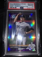 2017 Bowman Chrome 1st Purple Ref Chris Paddack 98/250 PSA 10 San Diego Padres