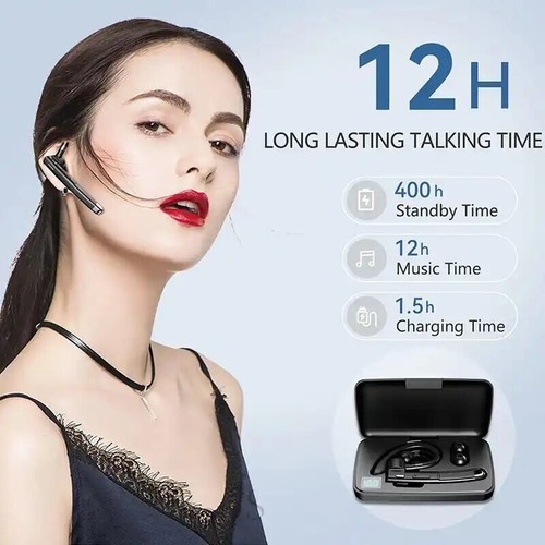 Wireless Bluetooth Headset In Ear Handsfree Single Earpiece Microphone Earphone - Picture 10 of 20