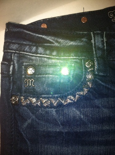 MISS ME Boot JEANS RHINESTONE Dark Wash Denim Signature Rise Size 27 $99 - Picture 6 of 11