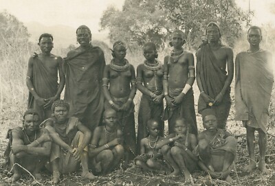 African Ethnic Young Indigenous Women and Men Semi Nude Vintage Circa 1920