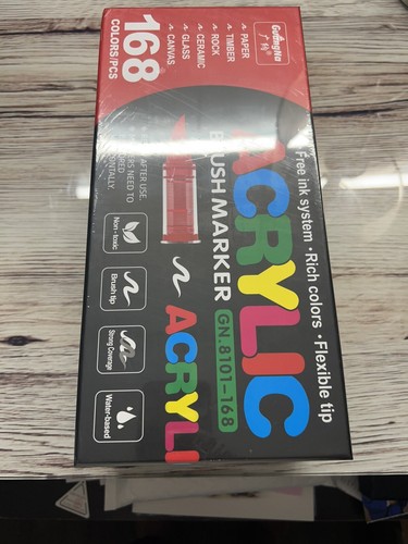 Guangna Acrylic Flexible Brush Tip Markers Set 168 Colors New Factory Sealed