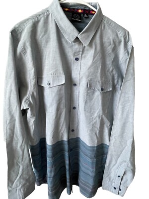 Burnside Long Sleeve Button Down Shirt Size XL with Stripes Front Pockets.