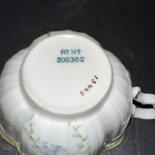 H&Co Heinrich & Co Bavarian Cup & Saucer Blue Forget Me Knot Early 1900s - Picture 5 of 7