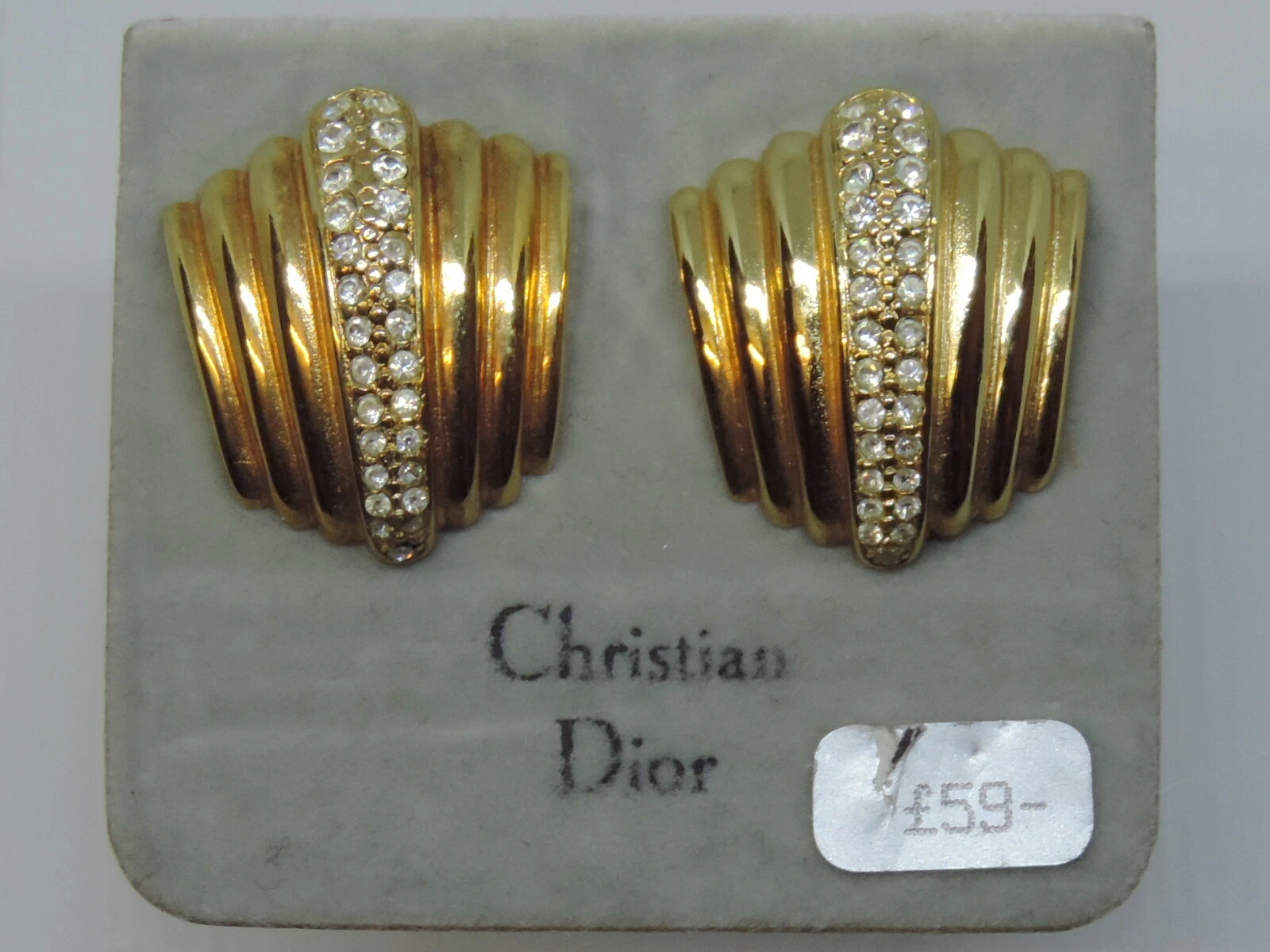 Boucles d'oreilles à clip clip costume vintage Christian Dior bijoux ton or des années 1980