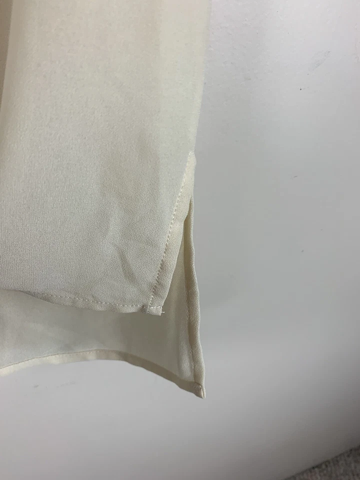 Top transparente para mujer Mystree marfil de encaje recortado sin mangas con botones delanteros talla M Foto 3 de 4