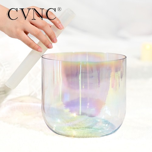 CVNC432Hz 6-7''PerfectPitch Clear Alchemy SetCrystal Singing BowlSound HealW/Bag - Picture 7 of 13