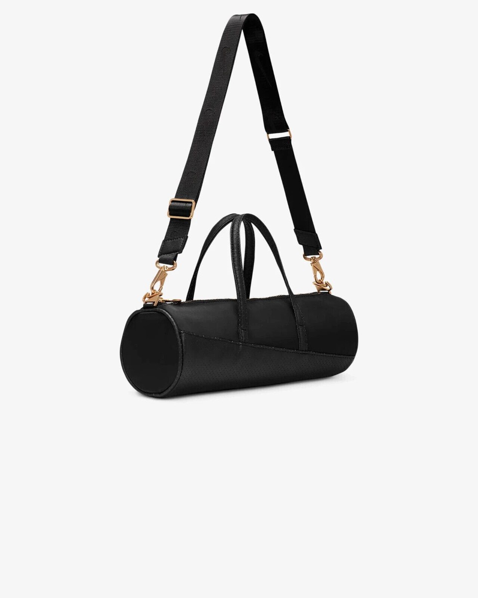 NEW Nike Sportswear 5L Womens Barrel Bag Purse Black Gold