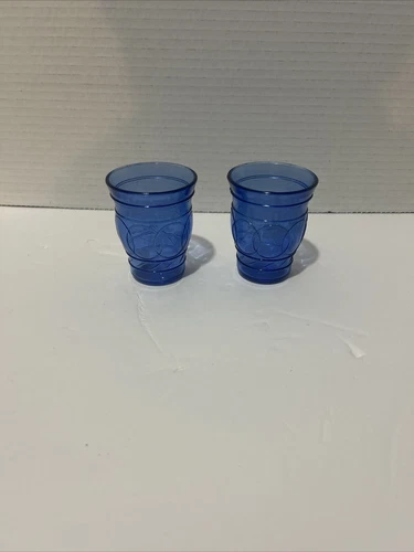 Maryland Glass Co. RING O RINGS Cobalt Blue Flat JuiceTumbler Set Of 2