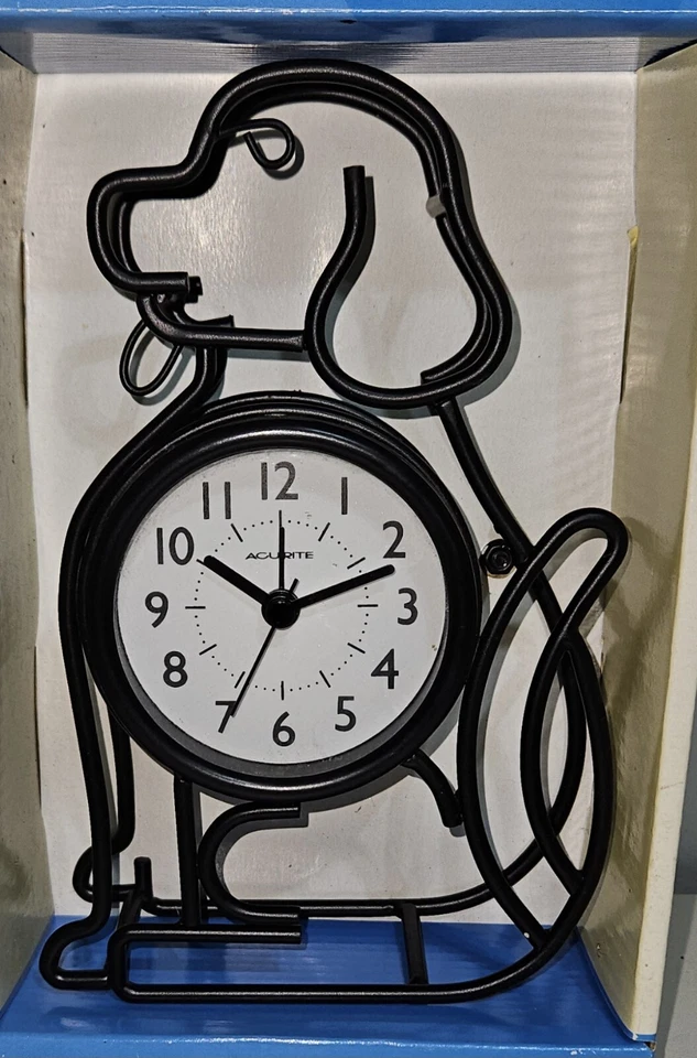 Acurite Dog Alarm Clock Metal 7.5" Puppy Sitting - BRAND NEW - Image 2 of 4