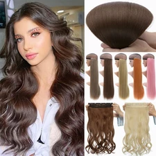 One Hairpiece Clip In AS REAL 5Clips Remy Human Hair Extensions Full Head Curly