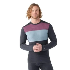 Smartwool Men's Classic Thermal Merino Wool Base Layer — Colorblock Crew (Slim