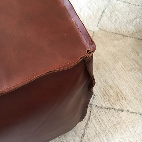 Genuine Leather Cowhide Square Ottoman Cover Footstool Pouffe Pouf 55cm - Picture 20 of 37