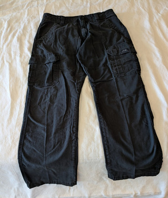 Wrangler Authentics Men's Relaxed Fit Black Stretch Canvas Cargo Pants 34