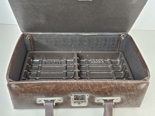 Vintage Audio Cassette Tape Holder Storage 12 Slot Carrying Case Brown Vinyl