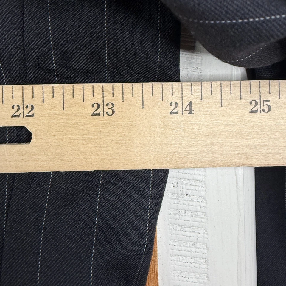 Chaps Suit Mens 46R Black Pinstripe 3 Button 100% Wool Pants 42x30 Pleated Front - Image 3 of 4