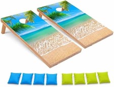 Beach All Weather CORNHOLE BEANBAG TOSS GAME Set with Tossing Bags