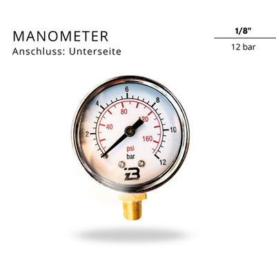 Manometer max. 12 bar D50 1/8'' Anschluß unten für Airless Farbspritzgerät 