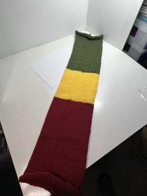 Hand Knit Red Yellow Green Rasta Colors Hair Wrap Tube Xtra Large 34  Long New