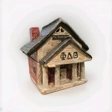 Hand Built Phi Delta Theta Ceramic House Container