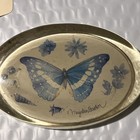 Vintage Hallmark Marjolein Bastin Glass Paper Weight 4" Oval Floral w Butterfly* — photo 1