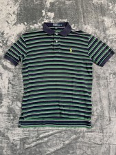 Polo Ralph Lauren Mens Striped Short Sleeve Polo Shirt Size S Navy/Green