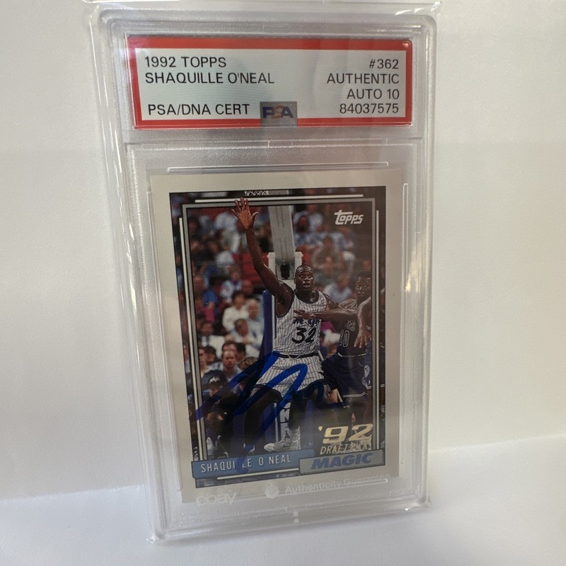 Shaquille O’Neal 1992-93 Topps Autographed Rookie Signed #362 PSA Auto 10