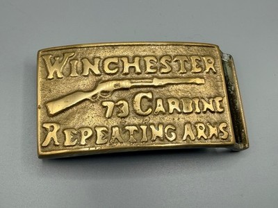  Vintage 1970 massiv Messing Winchester 73 Karabiner Repetierarme Gürtelschnalle 3,75''