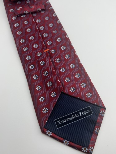 Cravatta uomo Ermenegildo Zegna lusso seta floreale Made in Italy ROSSO BLU - Foto 4 di 8