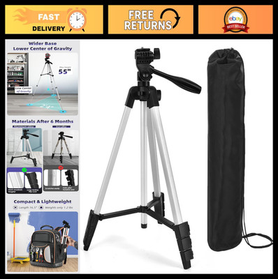 55'' Aluminum Laser Level Tripod - Lightweight, Quick Release, 3D Pan Head, Green